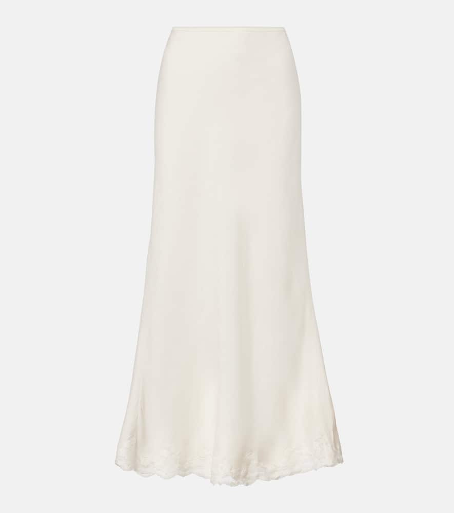 Rixo London Crystal Lace-trimmed Cotton Maxi Skirt In White