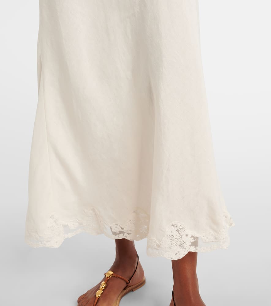 Rixo London Crystal Lace-trimmed Cotton Maxi Skirt In White
