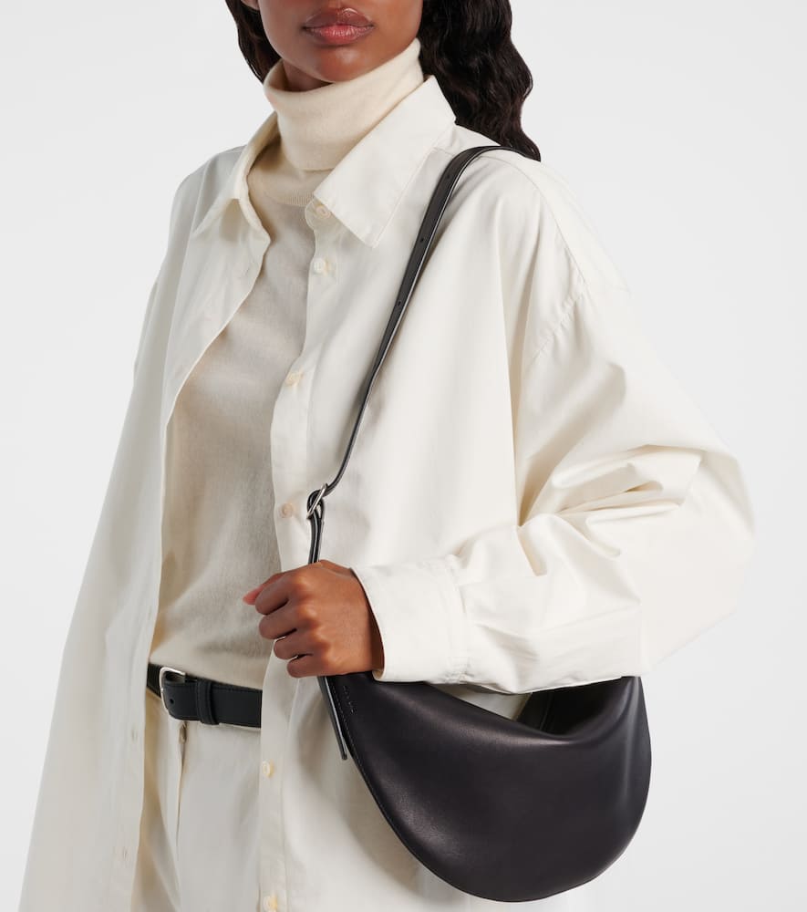 The Row Jouvette Medium Leather Shoulder Bag In Black