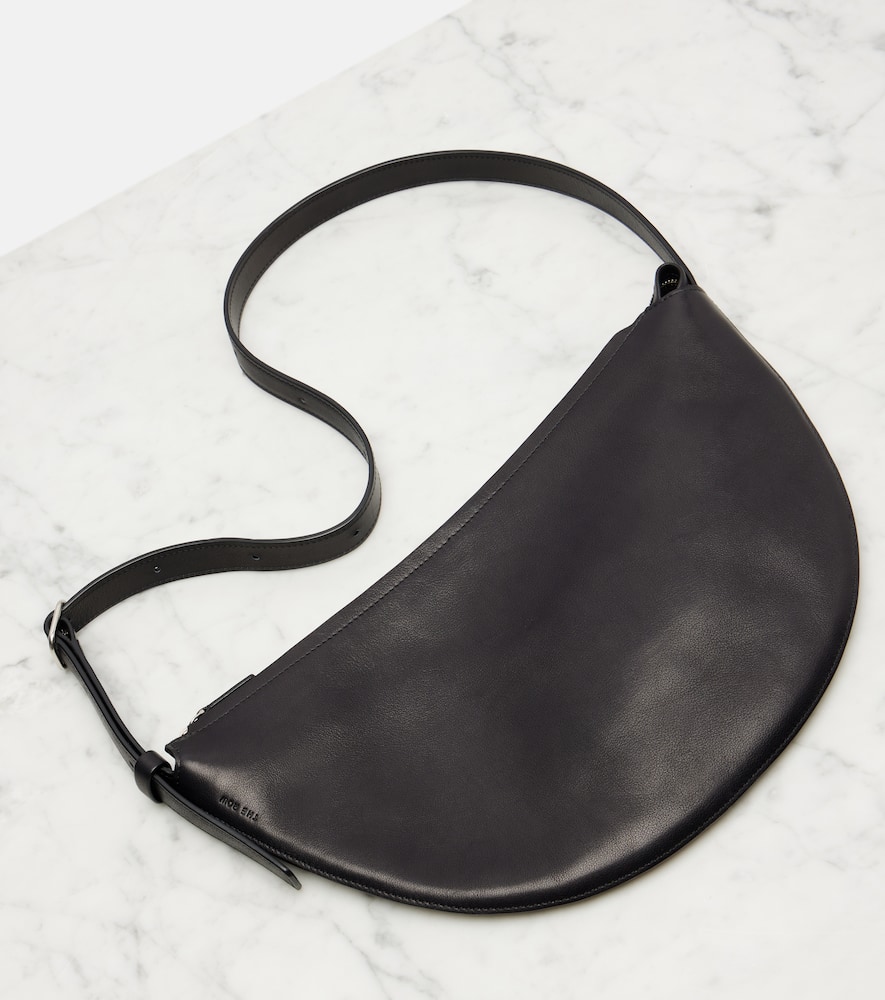 The Row Jouvette Medium Leather Shoulder Bag In Black
