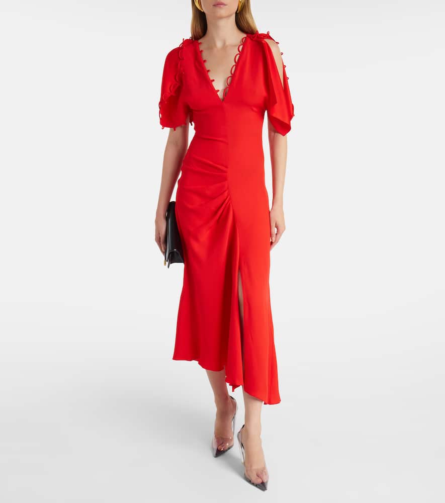 Victoria Beckham Asymmetric Draped Maxi Dress In Orange