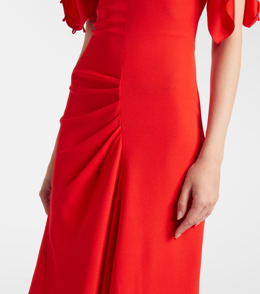 Victoria Beckham Asymmetric Draped Maxi Dress In Orange