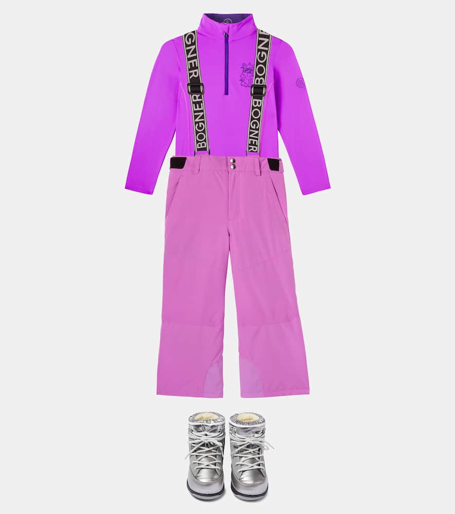 Bogner Ida Printed Half-zip Technical Top In Purple