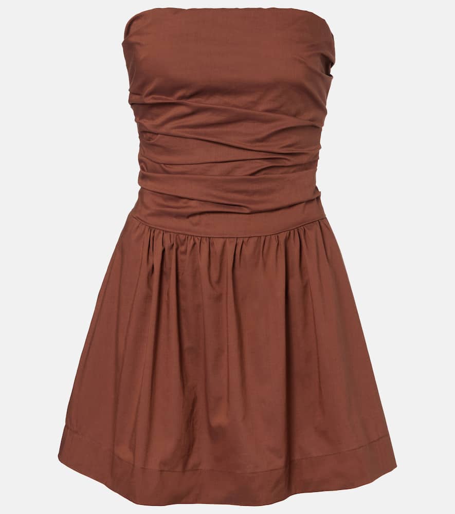 Faithfull Vera Strapless Cotton Minidress In Brown