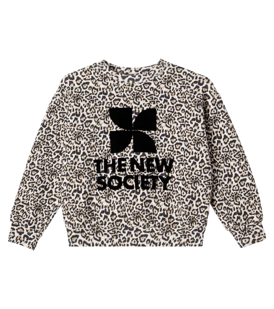 The New Society Leopard-print Logo Cotton Sweatshirt In Neutral