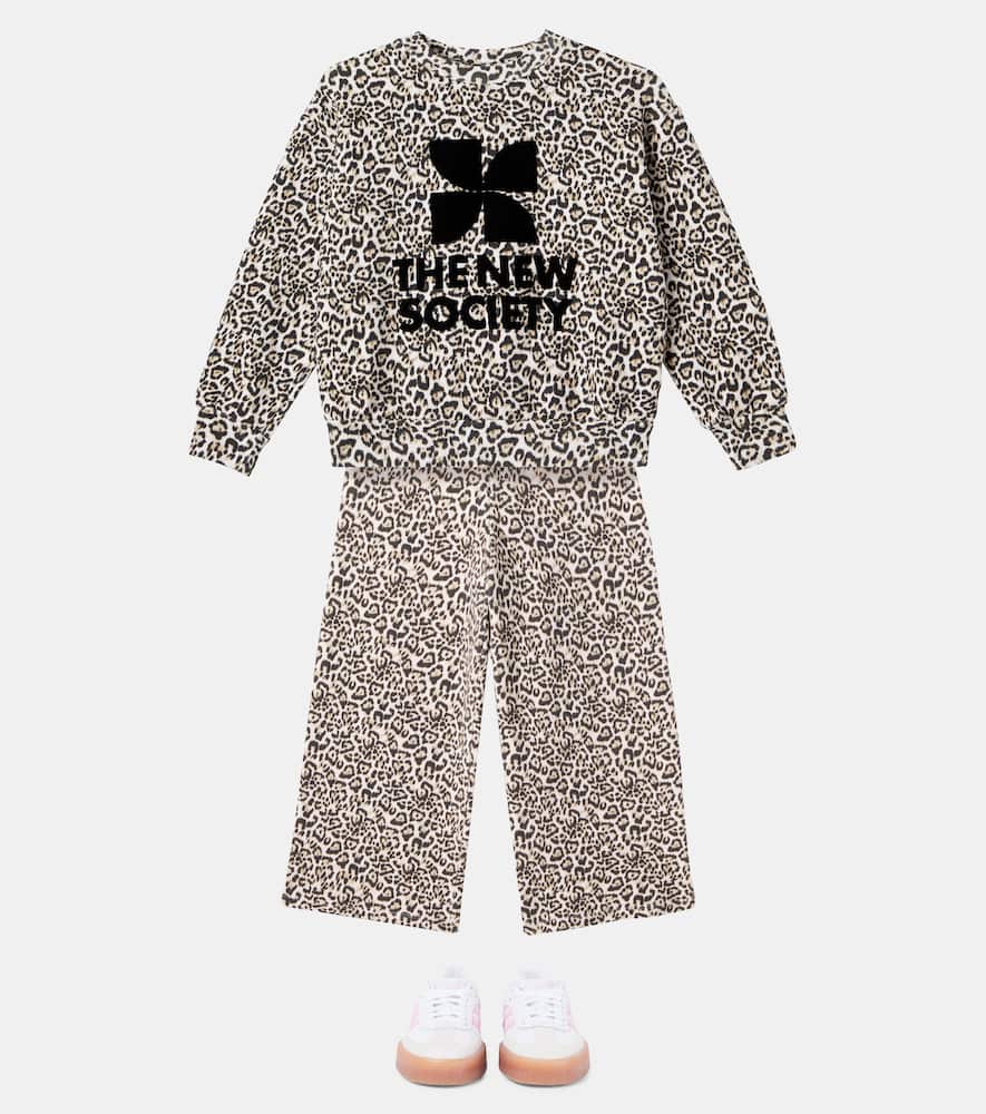 The New Society Leopard-print Logo Cotton Sweatshirt In Neutral