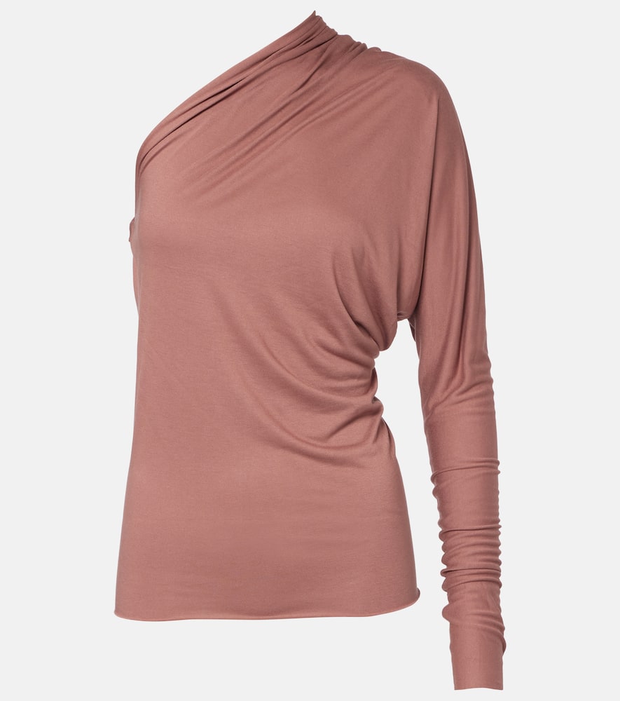 Rick Owens Diana One-shoulder Jersey Top In Brown