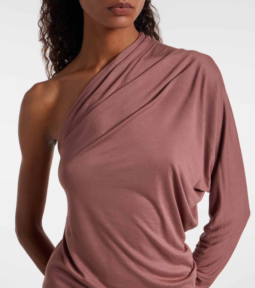 Rick Owens Diana One-shoulder Jersey Top In Brown