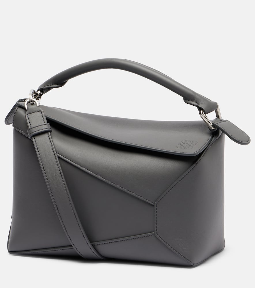 Loewe Puzzle Edge Small Leather Shoulder Bag In Gray