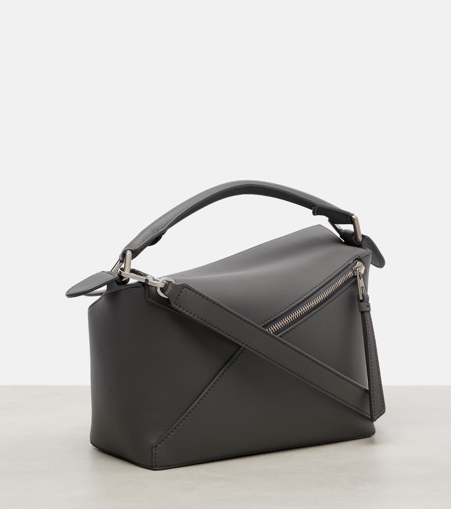 Loewe Puzzle Edge Small Leather Shoulder Bag In Gray