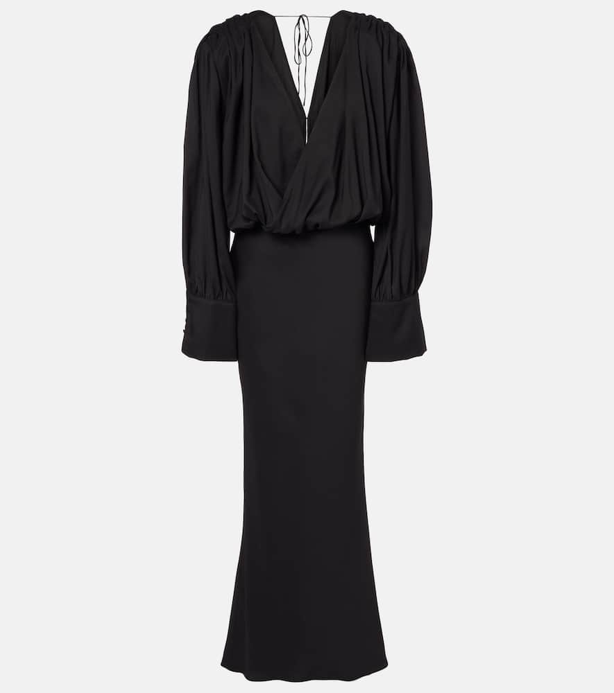 Rotate Birger Christensen Savannah Scarf-detail Chiffon Gown In Black