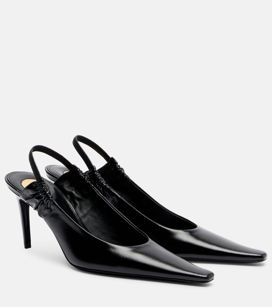 Saint Laurent Leather Slingback Pumps In Blue