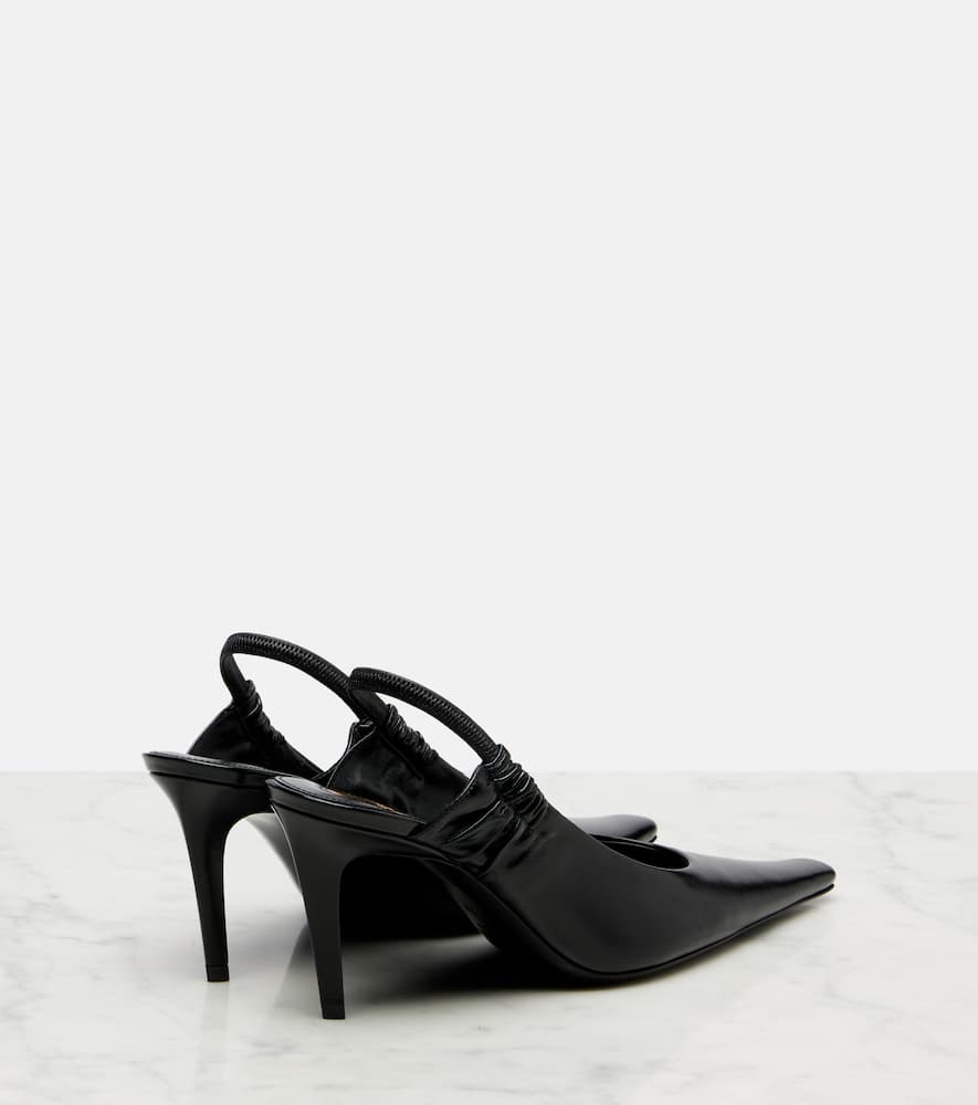 Saint Laurent Leather Slingback Pumps In Blue