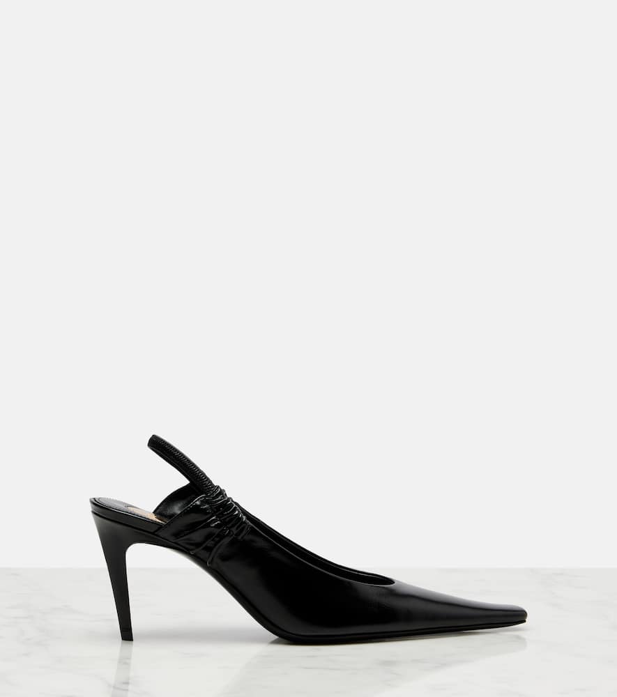 Saint Laurent Leather Slingback Pumps In Blue