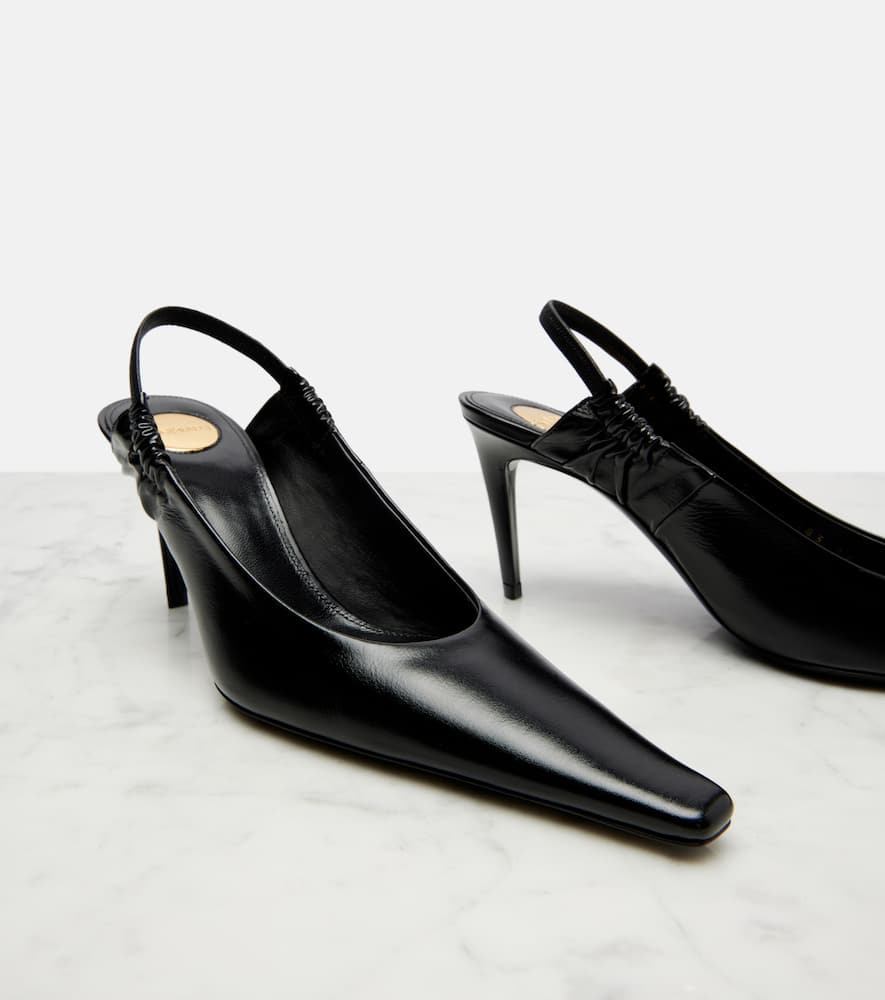 Saint Laurent Leather Slingback Pumps In Blue