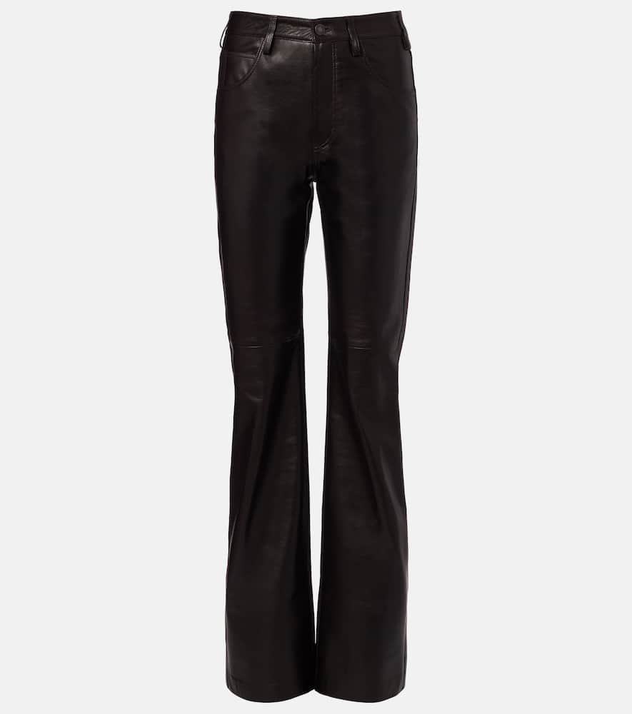 Nili Lotan Leather Bootcut Pants In Black