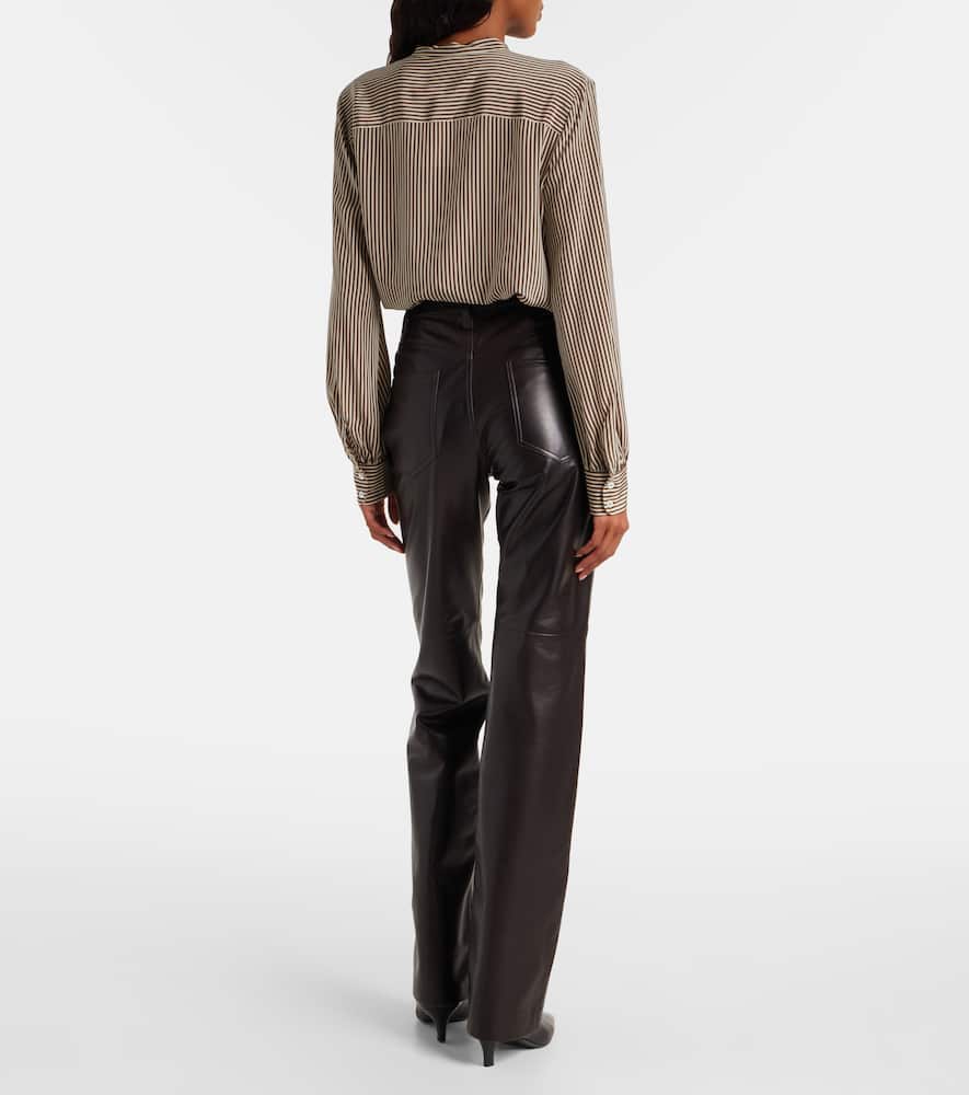 Nili Lotan Leather Bootcut Pants In Black