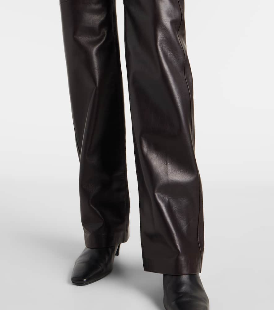 Nili Lotan Leather Bootcut Pants In Black