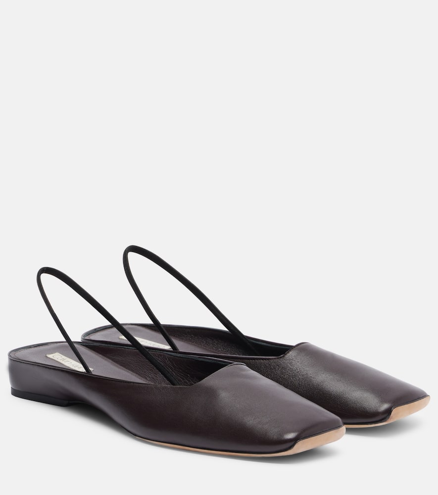 Calvin Klein Kate Leather Slingback Flats In Black