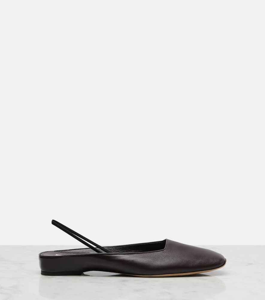 Calvin Klein Kate Leather Slingback Flats In Black