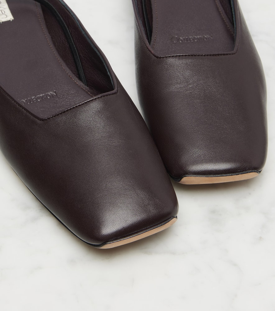 Calvin Klein Kate Leather Slingback Flats In Black