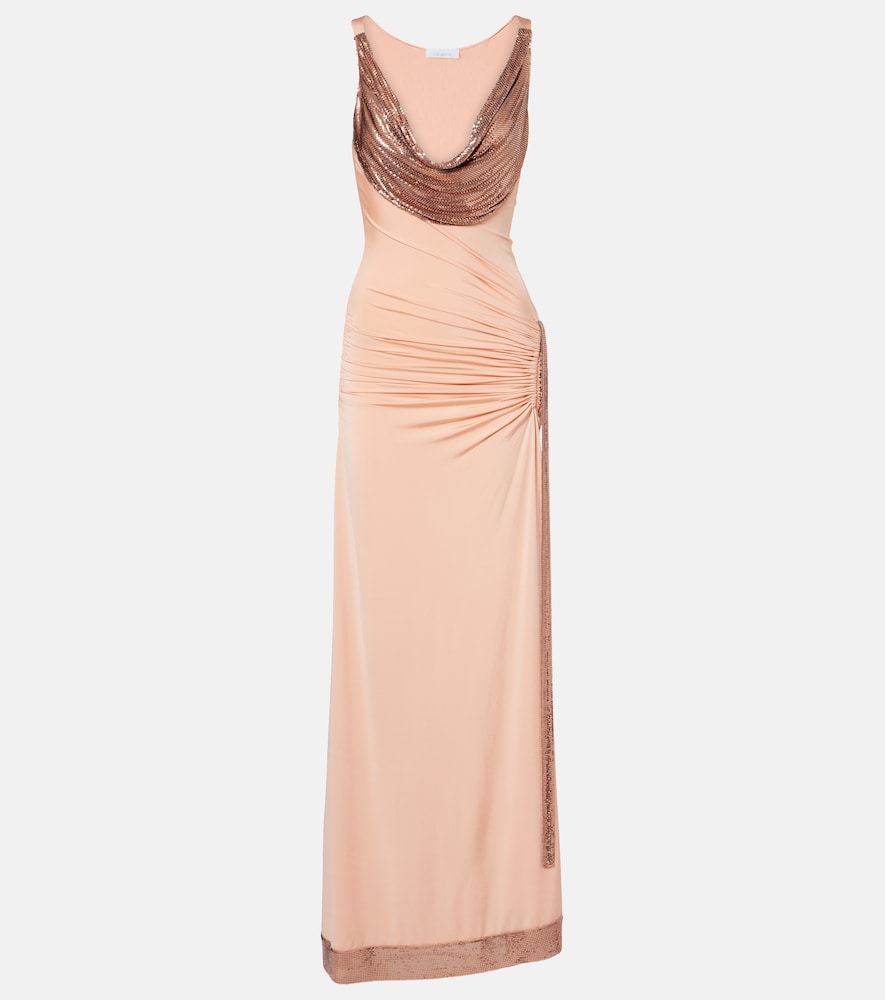 Rabanne Chainmail satin gathered gown