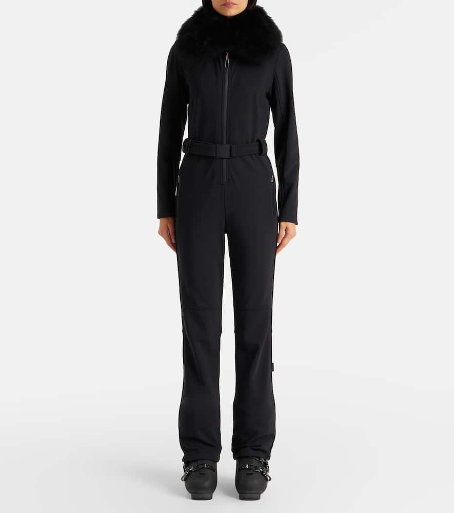 Yves Salomon Shearling-trimmed Belted Ski Suit In Black
