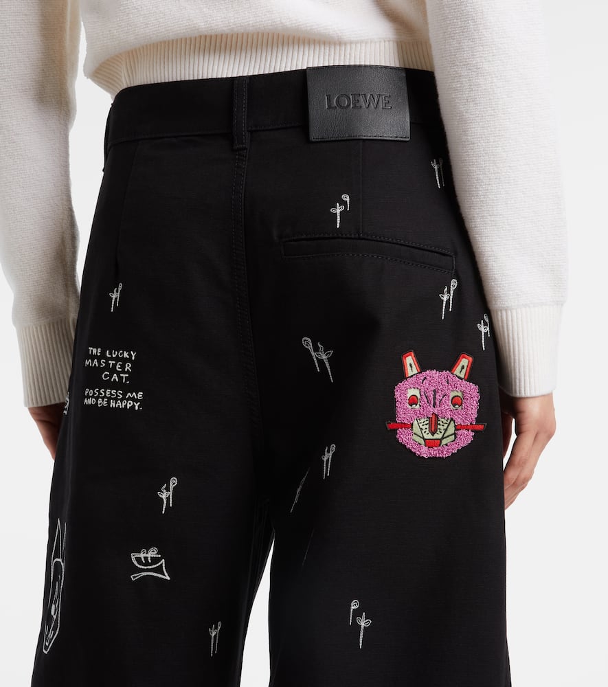 Loewe X Louis Wain Embroidered Wide-leg Jeans In Black