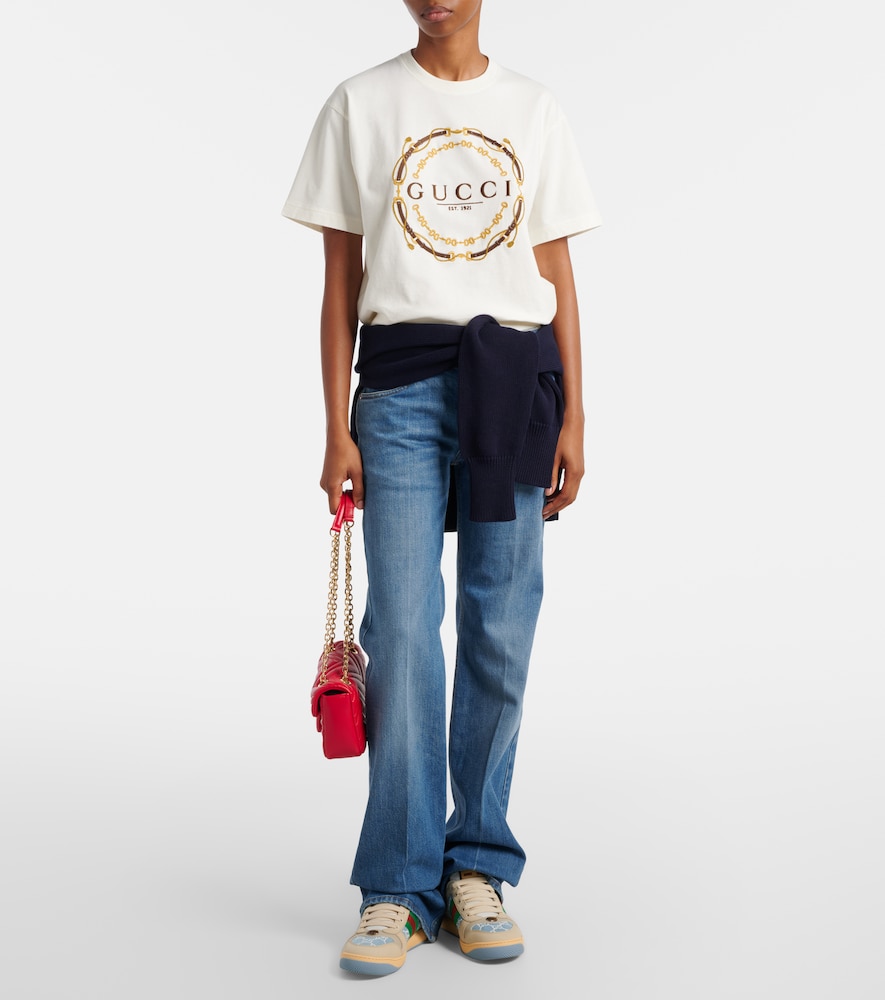 Gucci Logo embroidered cotton jersey T-shirt