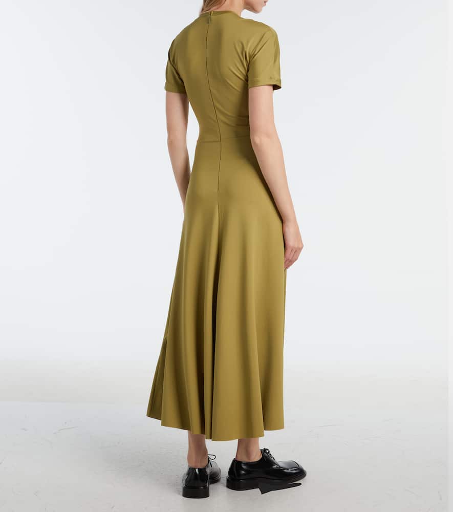 Victoria Beckham Gathered Jersey T-shirt Dress In Green
