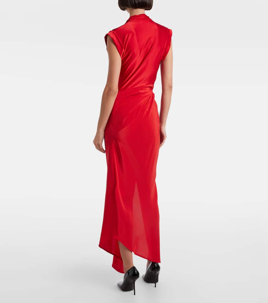 Victoria Beckham Womens Cardinal Red Asymmetric Plunge Stretch-woven Maxi Dress In Red