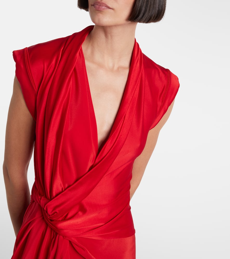 Victoria Beckham Womens Cardinal Red Asymmetric Plunge Stretch-woven Maxi Dress In Red