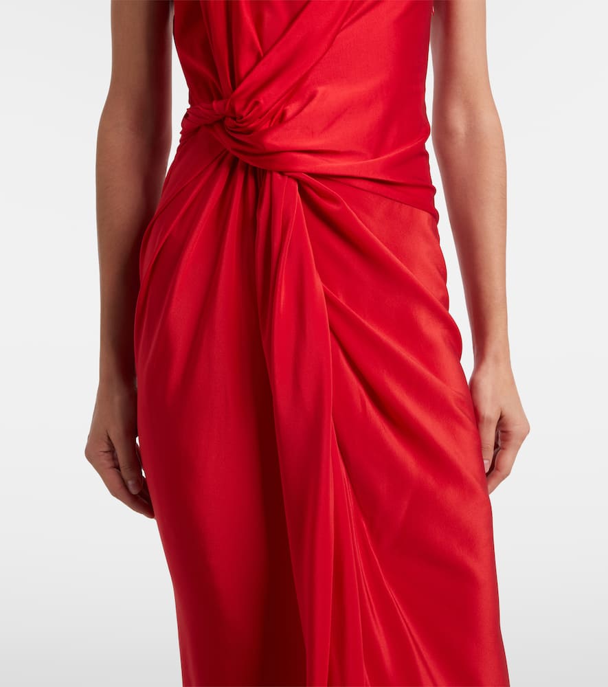Victoria Beckham Womens Cardinal Red Asymmetric Plunge Stretch-woven Maxi Dress In Red
