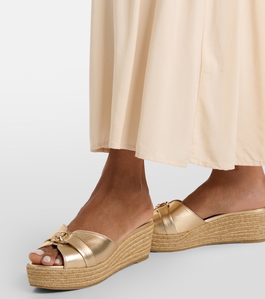 Jimmy Choo Leda metallic leather espadrille wedges
