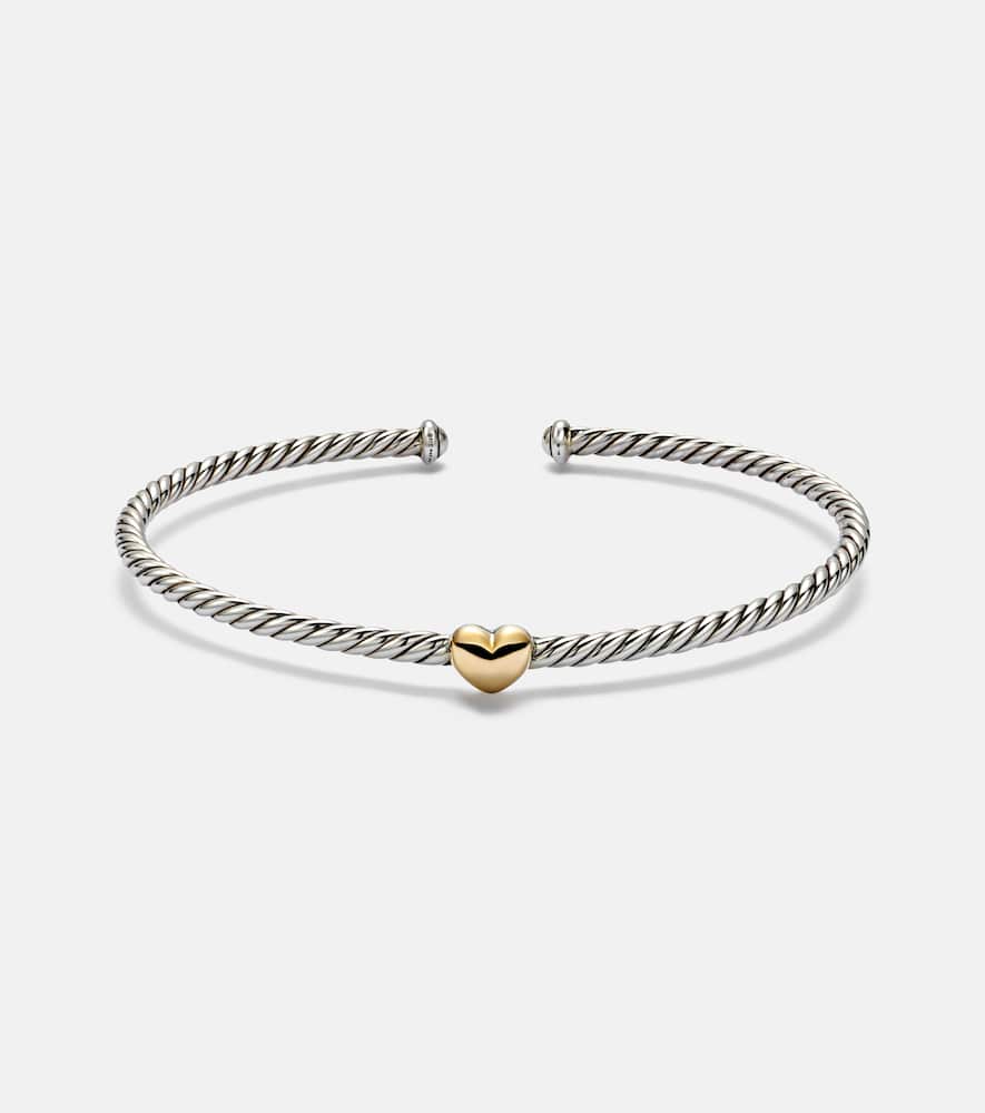 David Yurman Micro Cable Flex Heart Station 14kt Gold (585/1000) And 925 Sterling Silver Bracelet