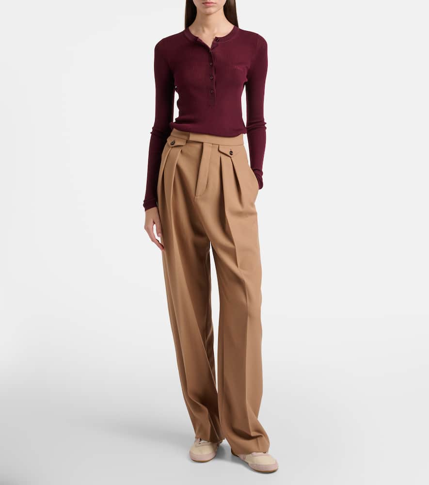 Chloé High-rise Wool Wide-leg Pants In Brown
