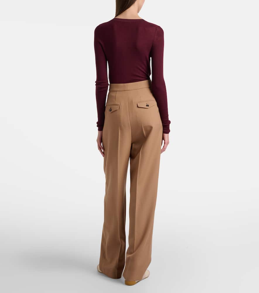 Chloé High-rise Wool Wide-leg Pants In Brown