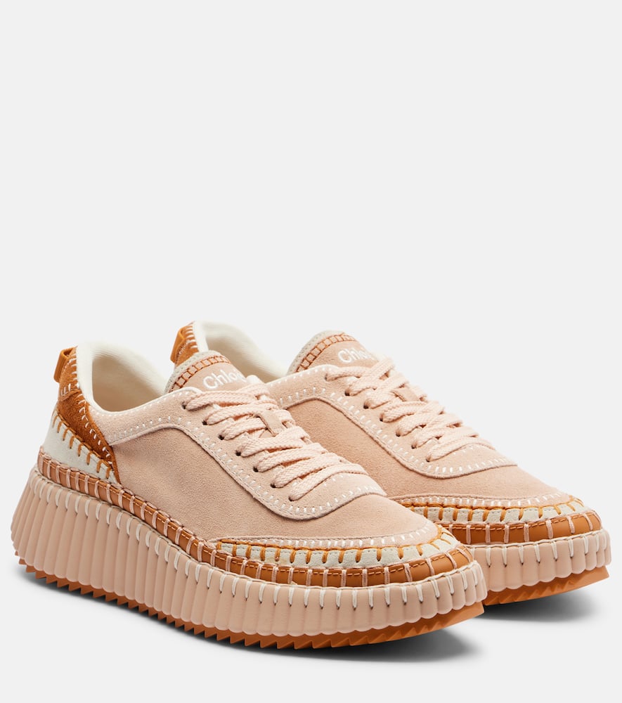 Chloé Chloe Nama Panelled Suede Sneakers In Pink