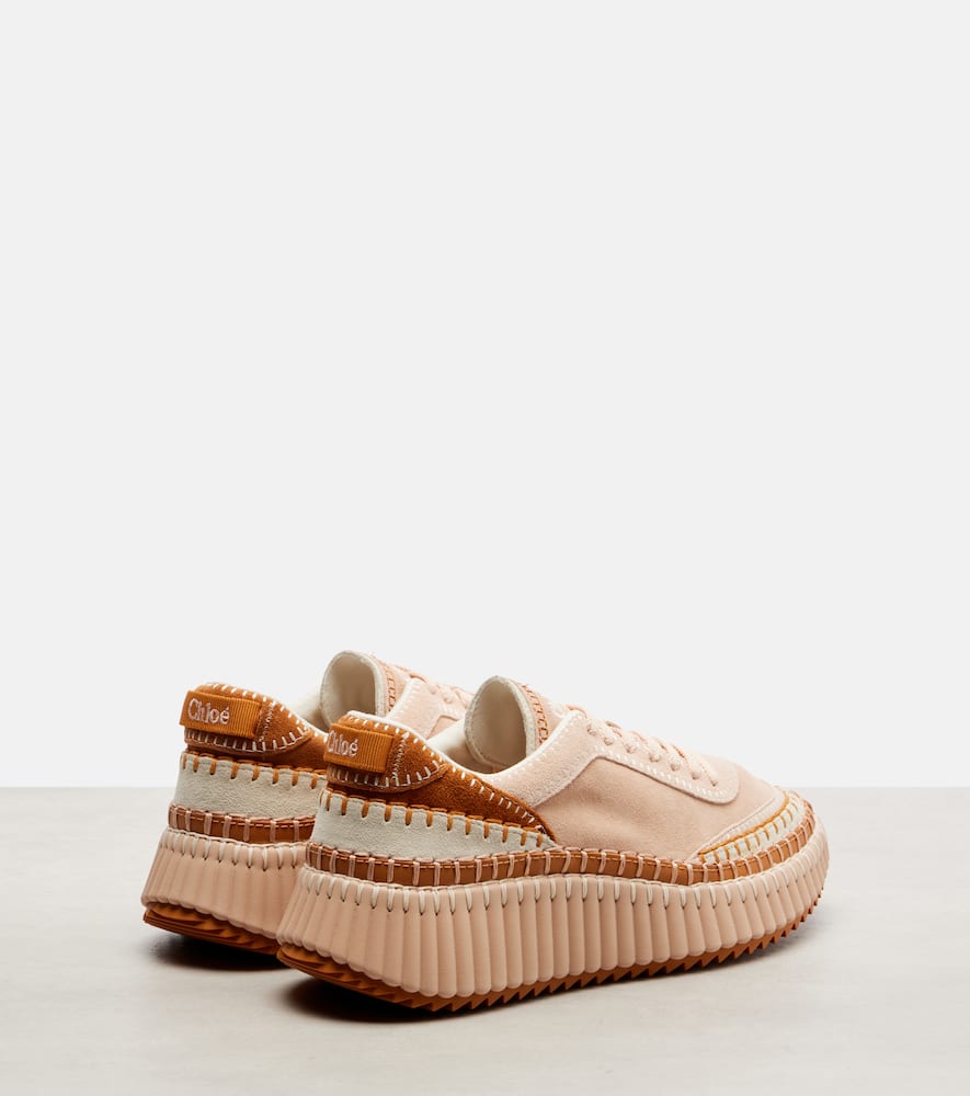 Chloé Chloe Nama Panelled Suede Sneakers In Pink