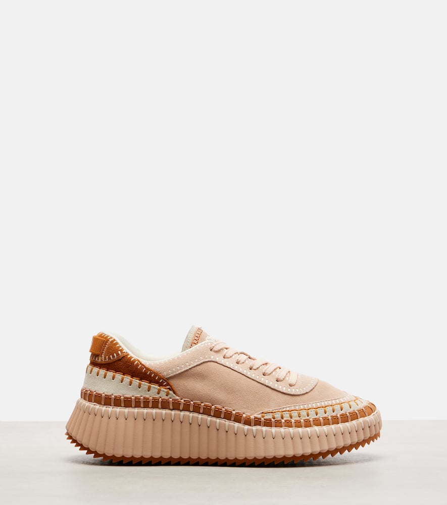 Chloé Chloe Nama Panelled Suede Sneakers In Pink