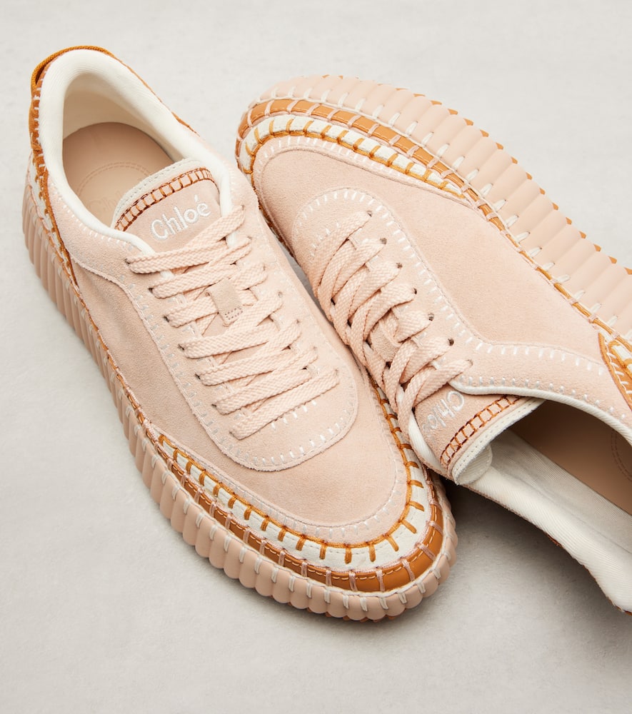 Chloé Chloe Nama Panelled Suede Sneakers In Pink