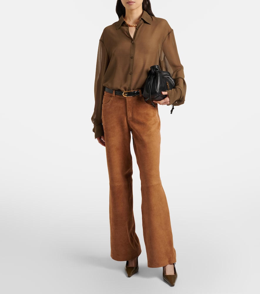  Nour Hammour Nour Hammour Milo Suede Wide-leg Pants 
