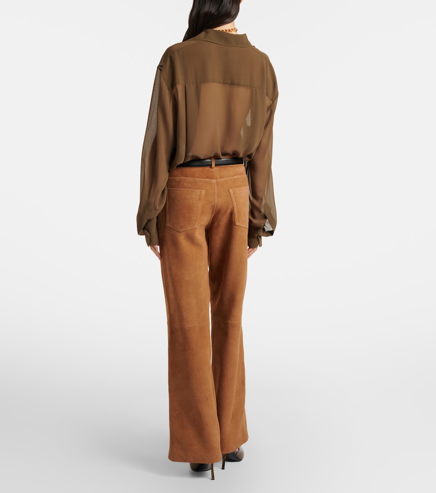  Nour Hammour Nour Hammour Milo Suede Wide-leg Pants 