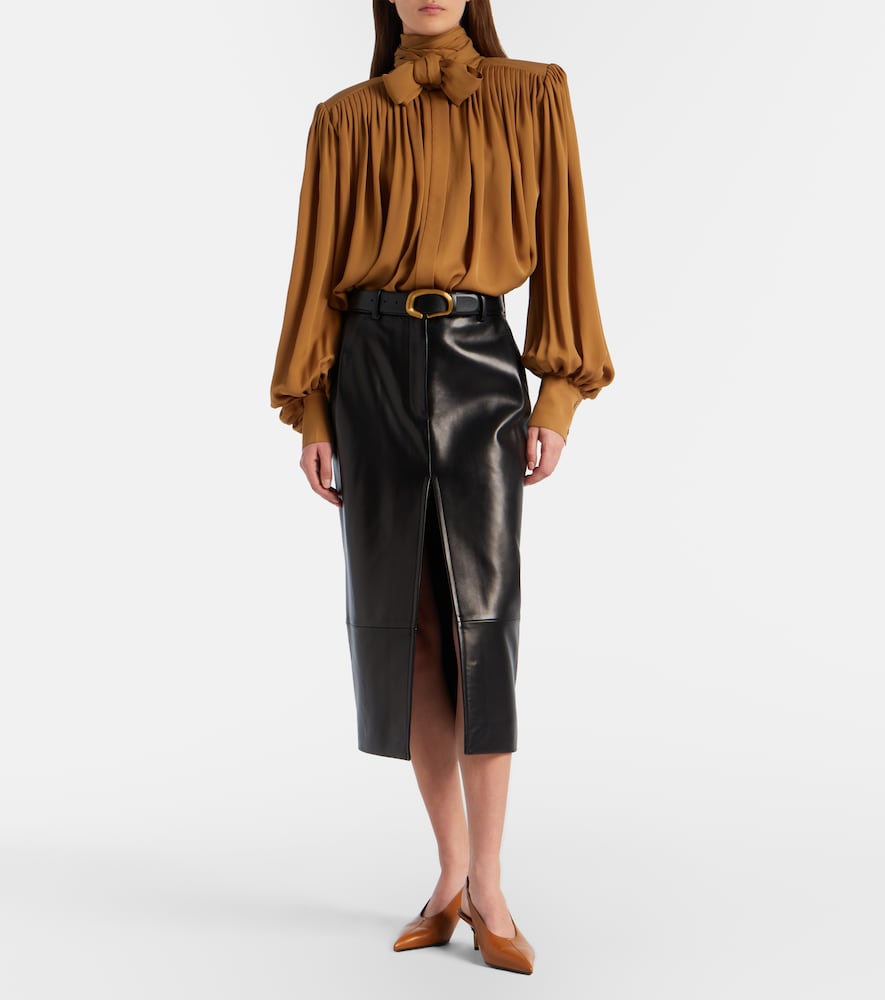 Khaite Vali pleated silk georgette blouse