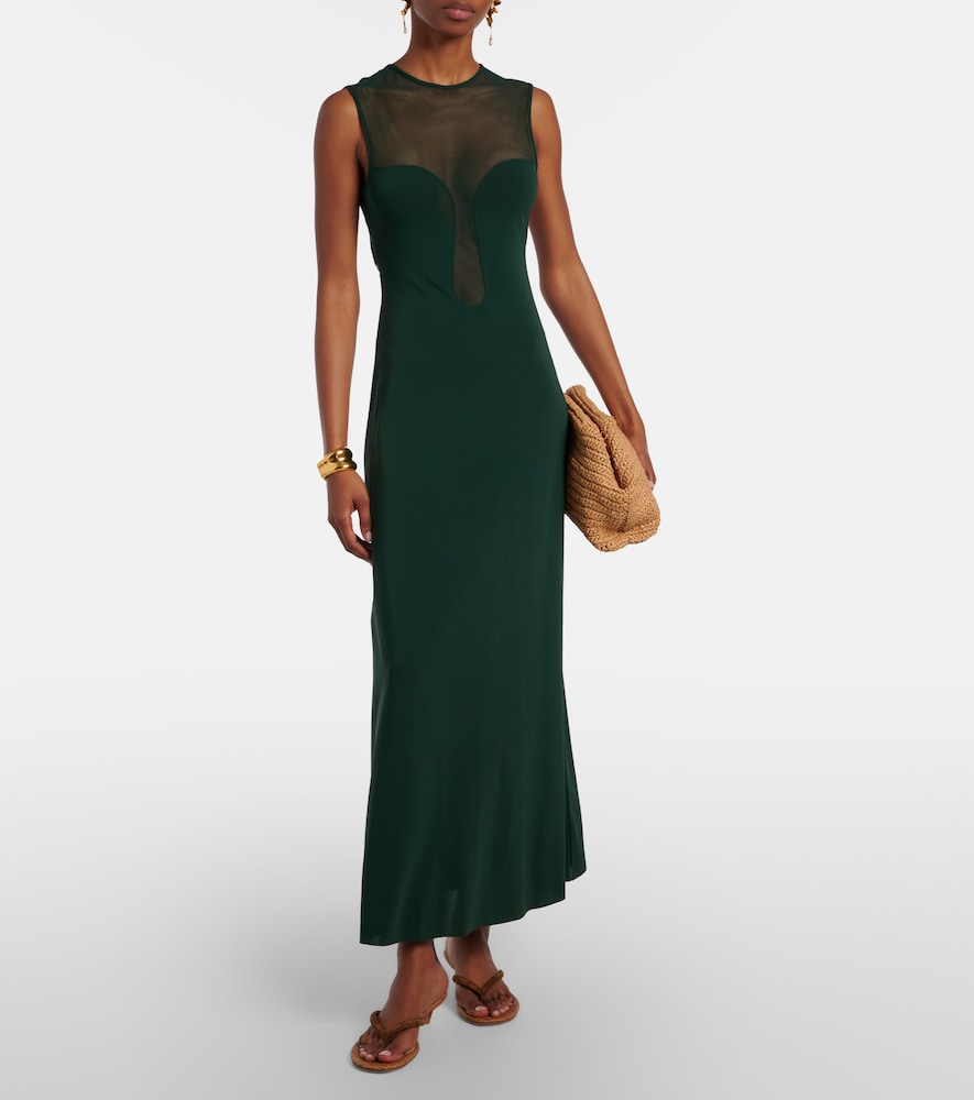 Eres Scene mesh-trimmed jersey maxi dress