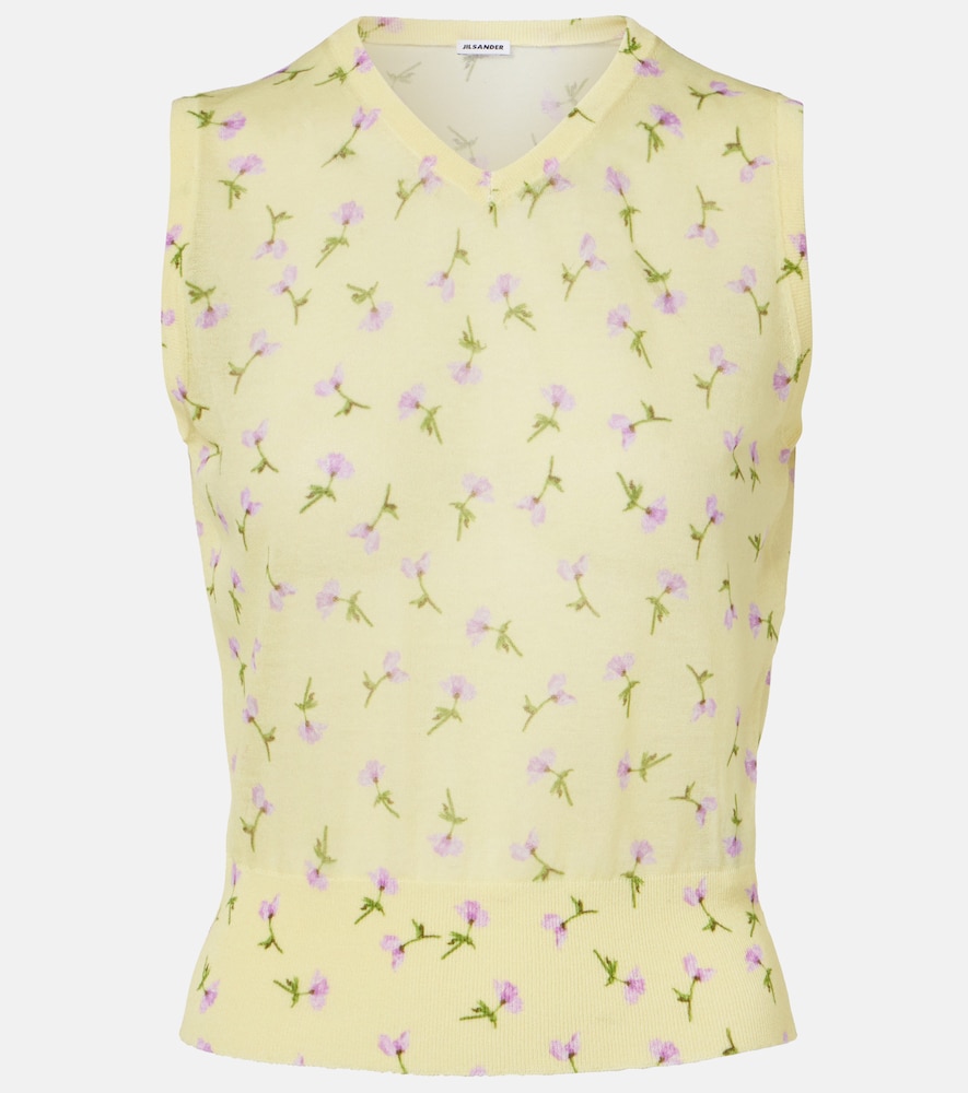 Jil Sander Floral cotton-blend top