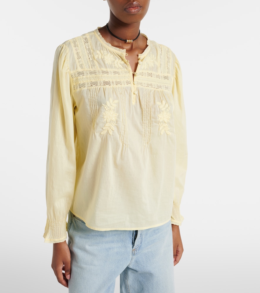 Byrdie Lace-Trimmed Cotton Blouse