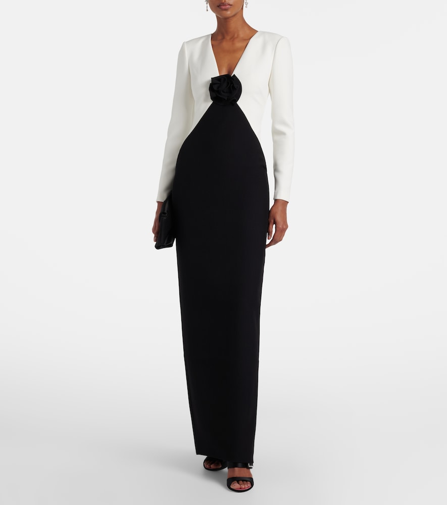 Roland Mouret Floral-appliqué crêpe gown