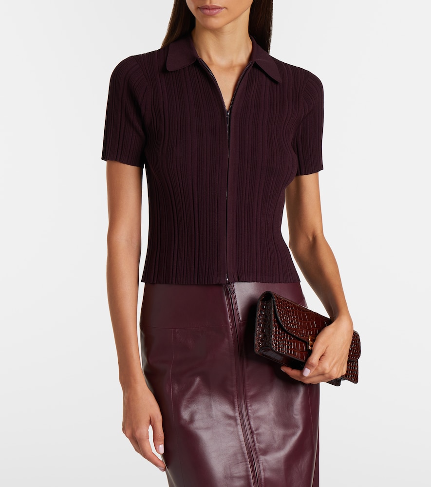 Victoria Beckham Victoria Beckham Ribbed-knit Zip-up Top 