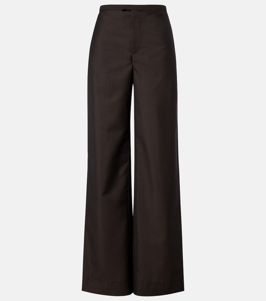 Gucci Women's Brown Pinstripe Wool And Mohair Wide-Leg Pants UK Size 8 - Mytheresa